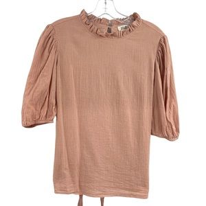 Listicle Ruffle Tie Waist Quarter Sleeve Top Size Small